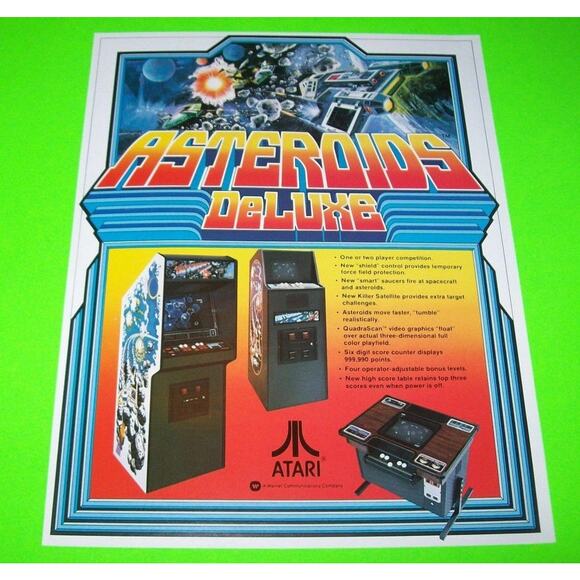 Asteroids Deluxe Arcade Flyer Original 1981 NOS Video Game Art 8.5" x 11" Retro - Picture 2 of 4